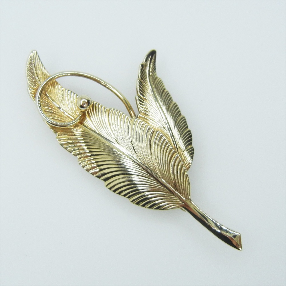 Vintage 1/20 Gold Filled GF Feather Brooch